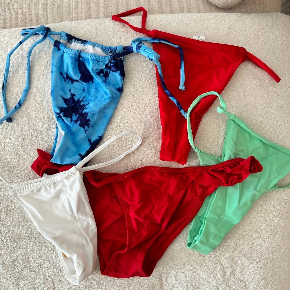 Set of 5 String Bikini Bottoms New with Tags, Size M/L